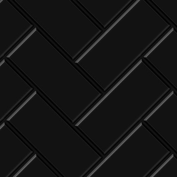 Thicker Herringbone Black Tile