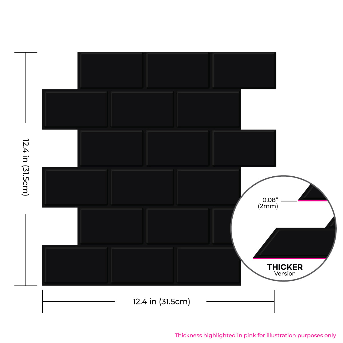 Thicker Subway Black Tile