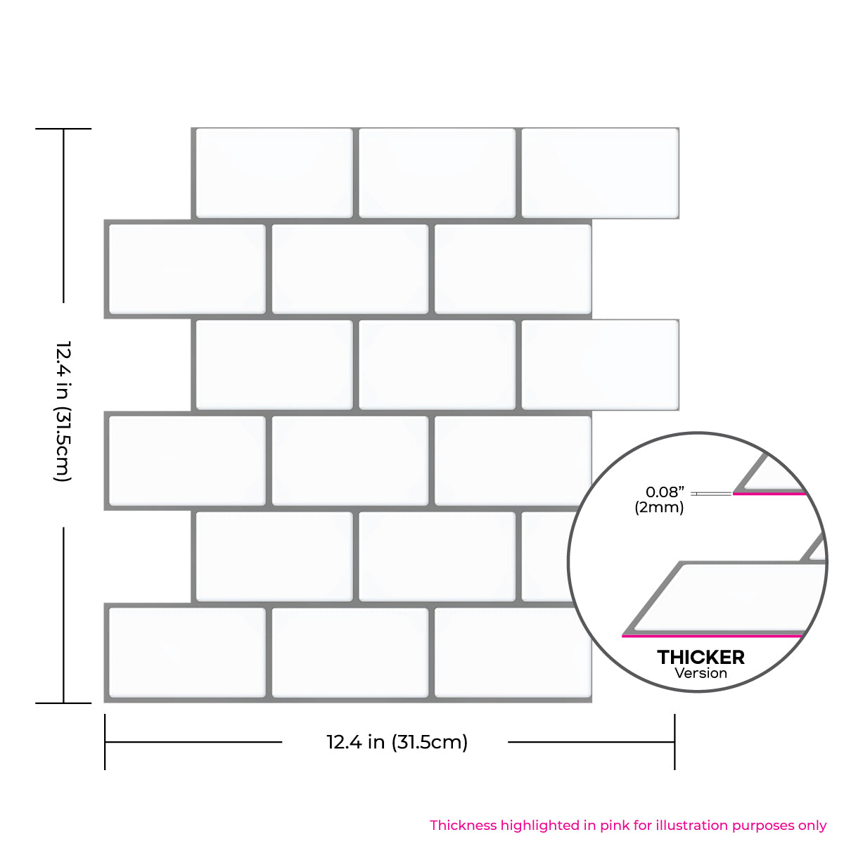 Thicker Subway Mono White Tile