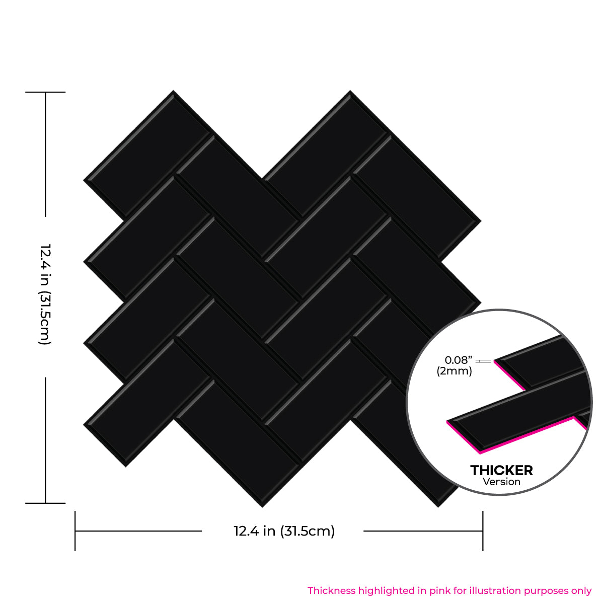 Thicker Herringbone Black Tile