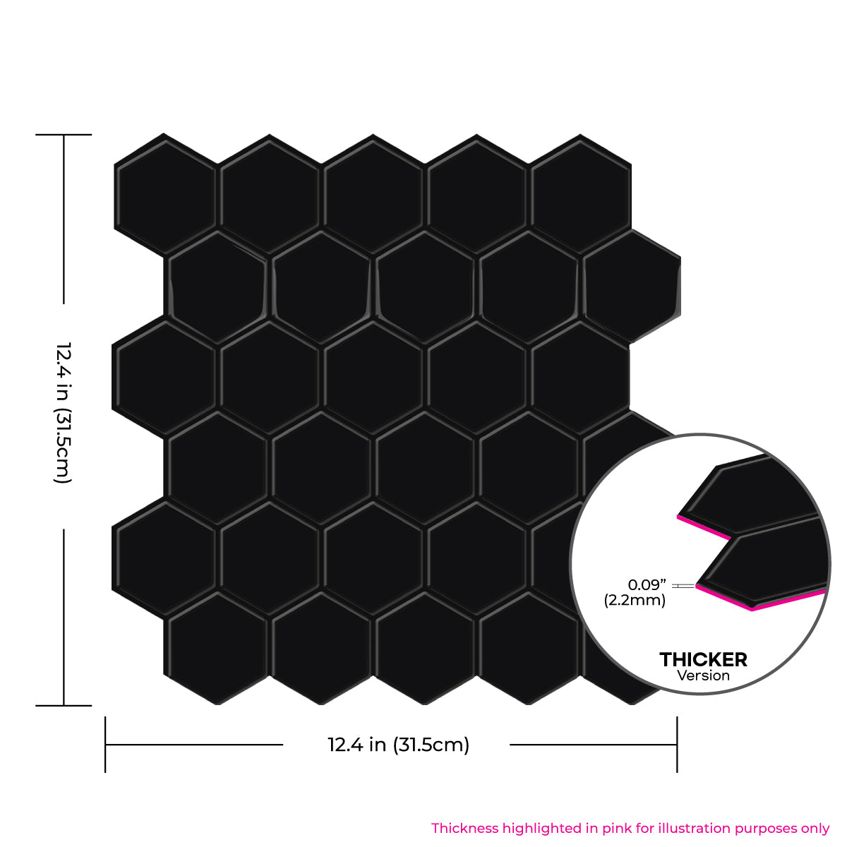 Thicker Hexa Black Tile