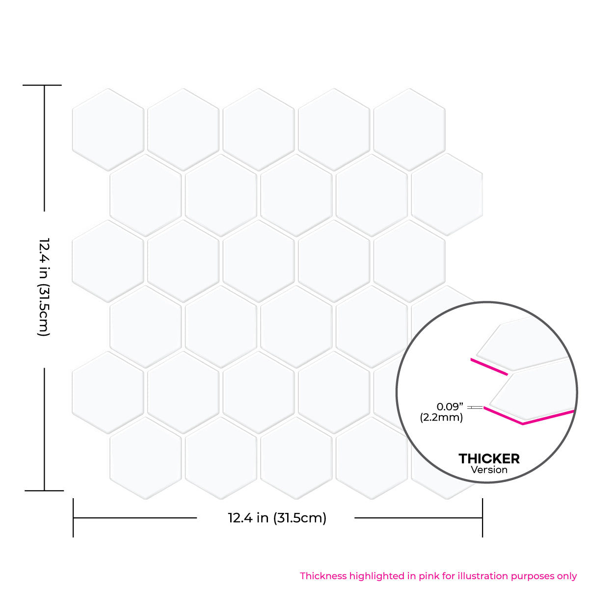 Thicker Hexagon White Tile