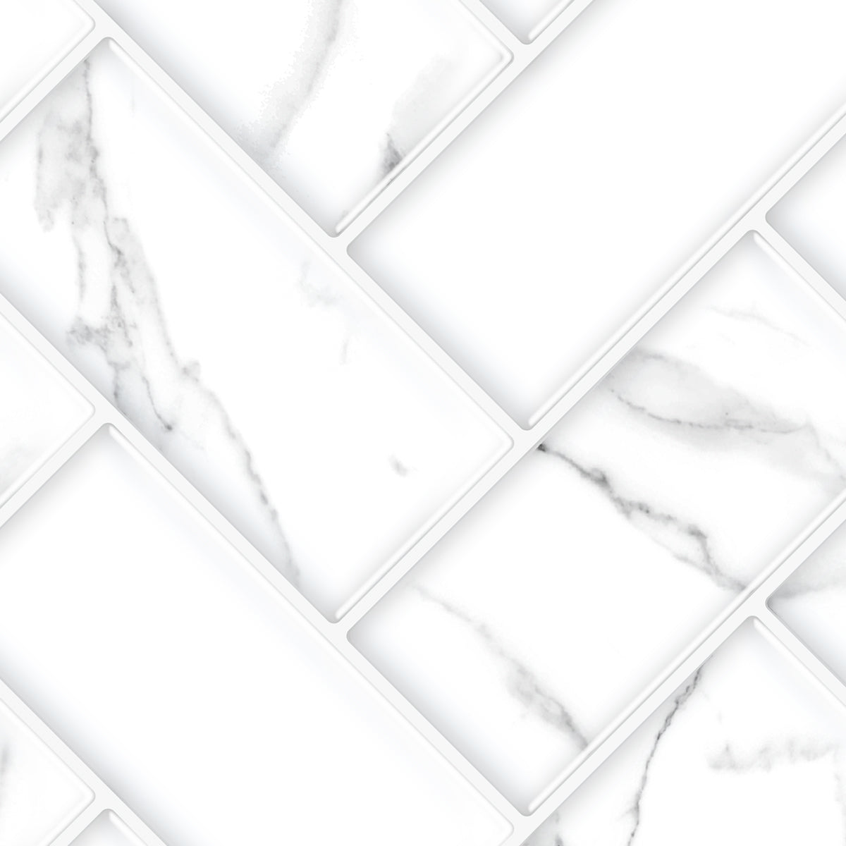 Thicker Herringbone Marble Tile