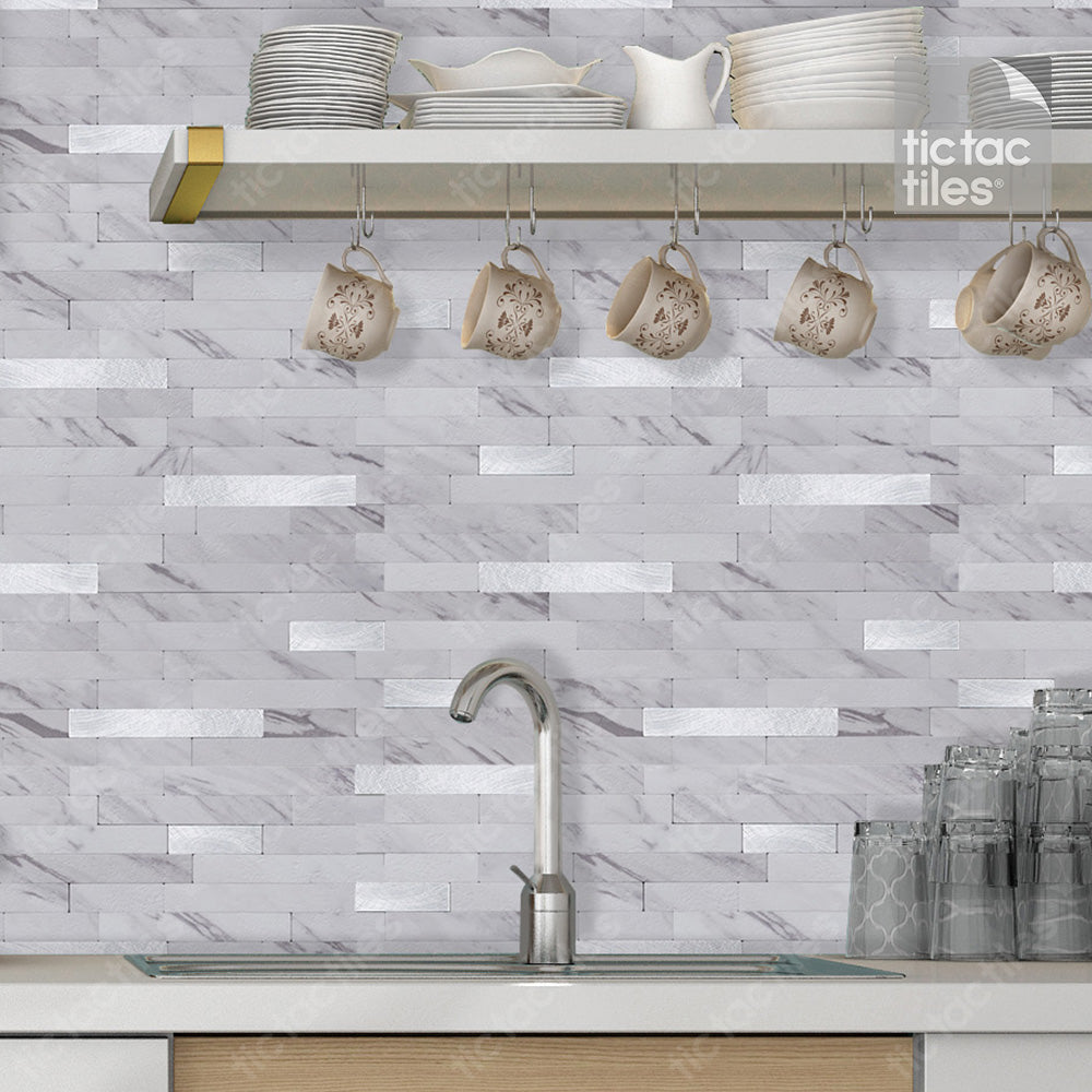 Metallic Marble White Tile